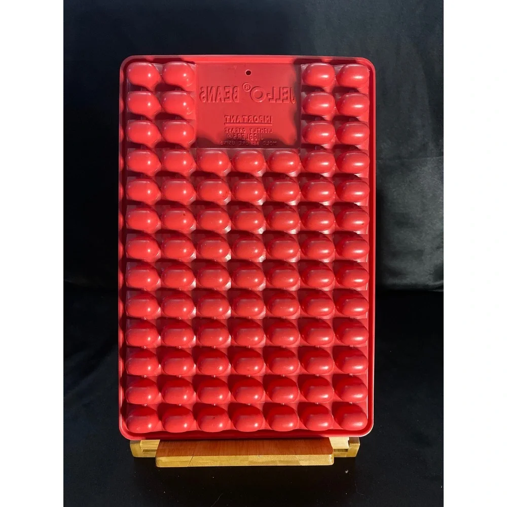 Vintage Jell-O Beans‎ Jiggler Mold Red Plastic Jelly Bean Candy Tray 88 Cavity
